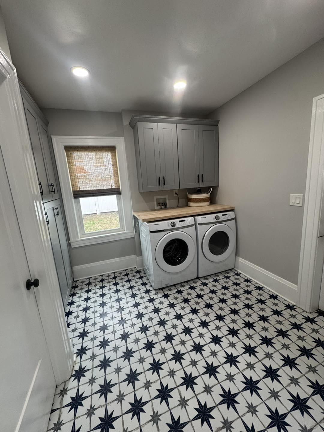 Laundry room remodel with custom tile near Freehold Township New Jersey