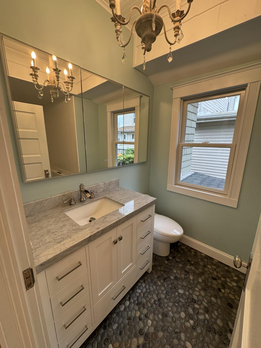 Bathroom remodel with custom vanity near Freehold Township New Jersey