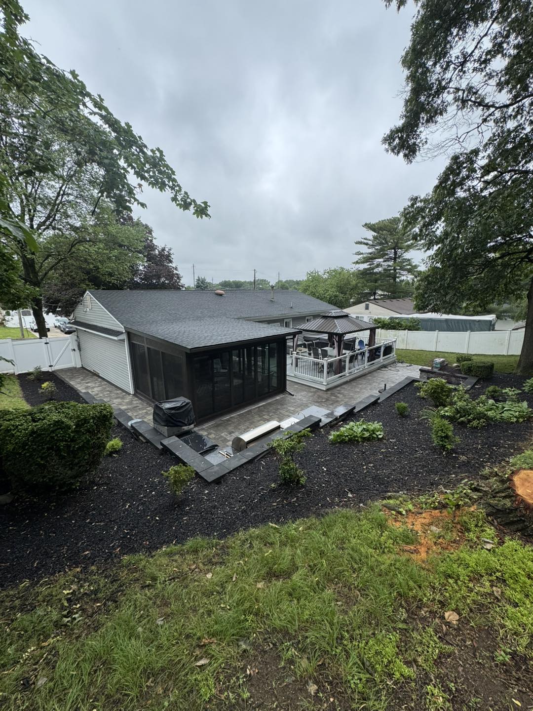 Backyard remodel with screened porch near Freehold Township New Jersey
